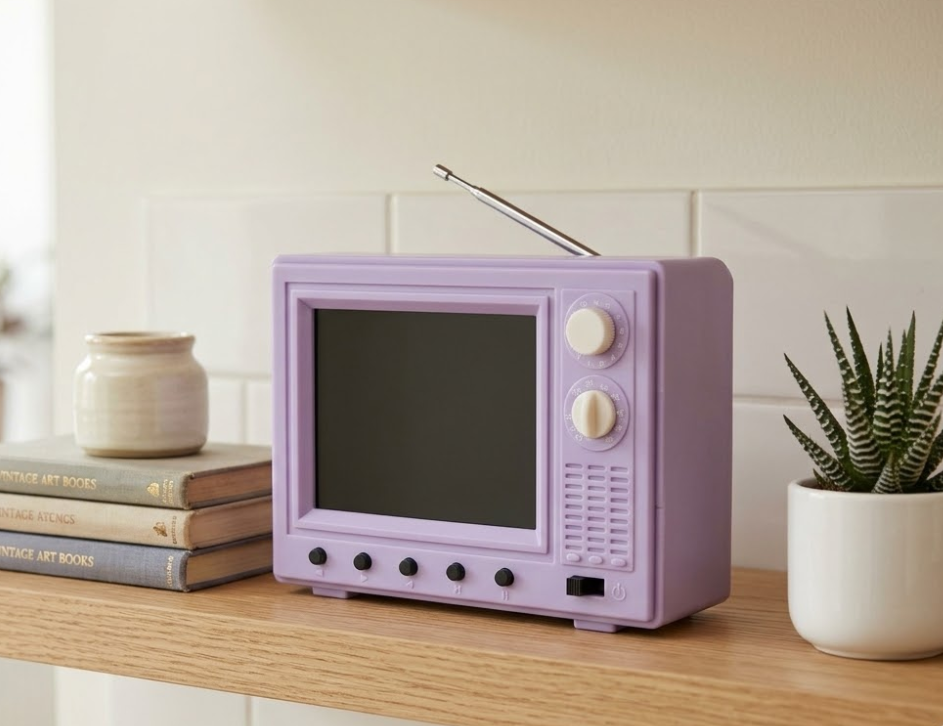 Detalle de los botones frontales de la Mini Tele Retro